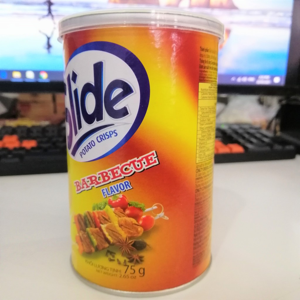 Snack Khoai Tây Slide Vị Thịt Nướng (Lon 75g)