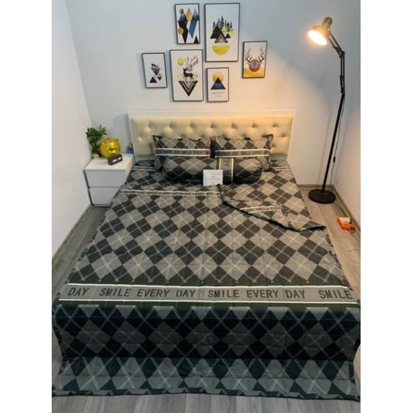 Bộ chăn hè trần bông ga gối 5 món cotton poly mẫu mới 2022 ( được chọn màu)