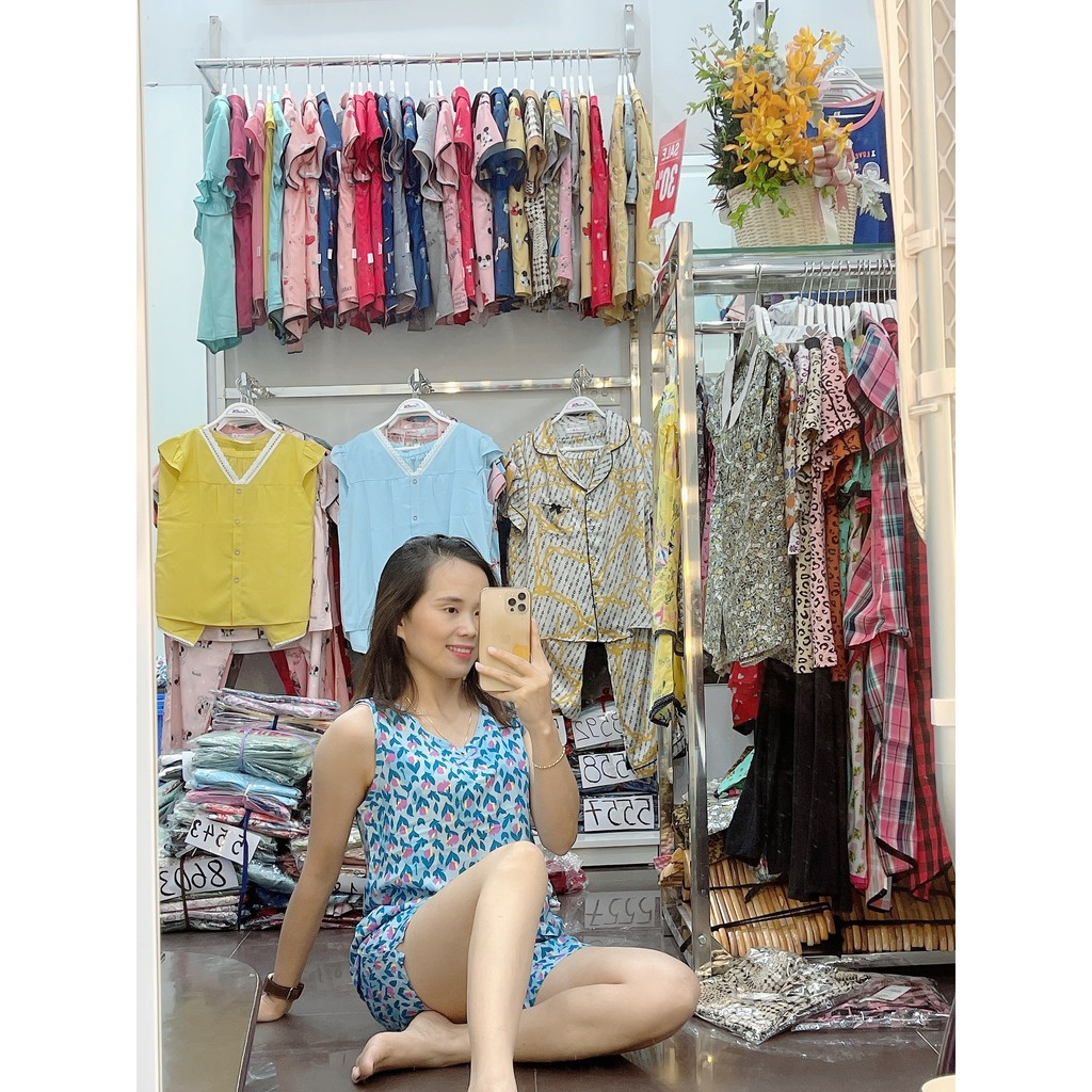 Bộ lanh IK áo sát nách quần sooc - M549