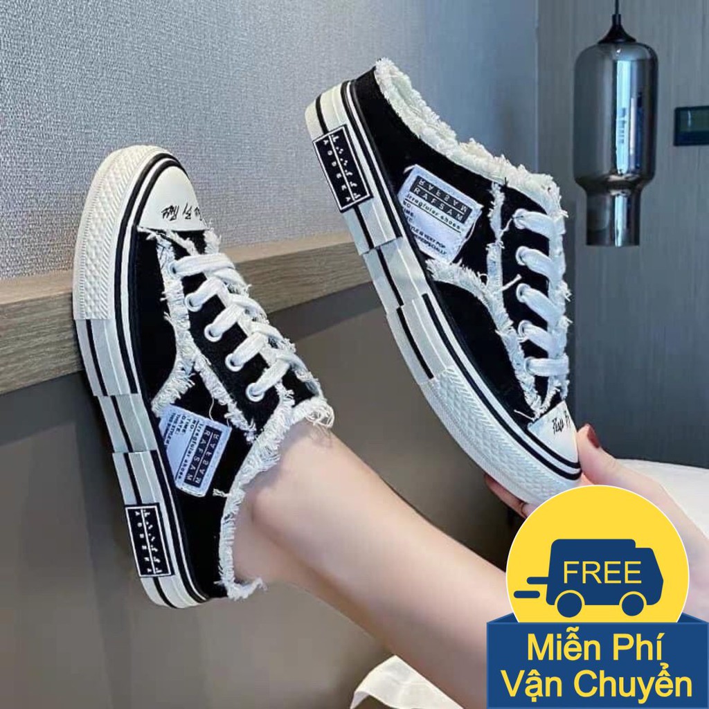Giày sục rách tua rua Thể Thao Nữ Độn Đế 3-4cm ( from chuẩn) Chống Mùi Thoáng Khí Cao Cấp