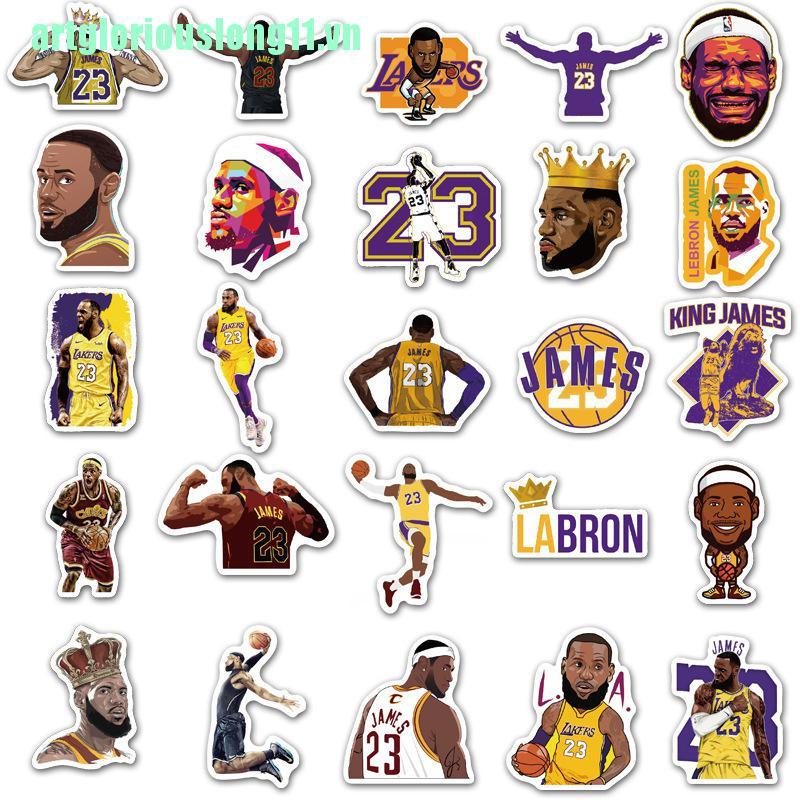 Set 50 Sticker Dán Trang Trí Hình Cầu Thủ Bóng Rổ Messi / James / Kobe / Curry