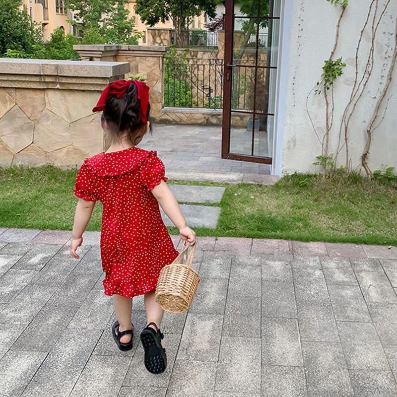 Bộ Áo Liền Quần Chấm Bi Cho Bé Gái