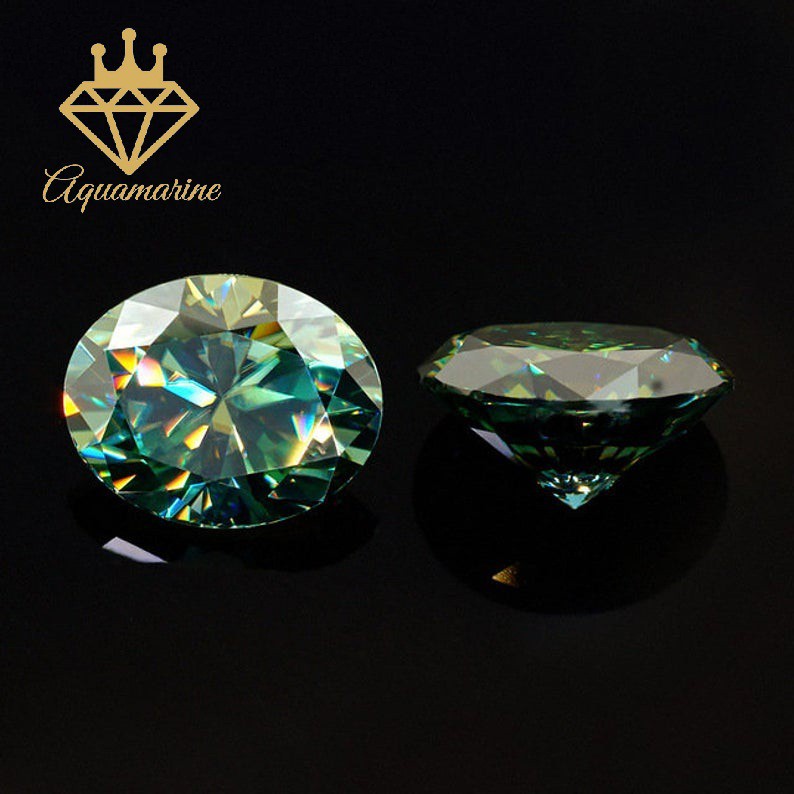 Kim cương nhân tạo Moissanite Oval Green