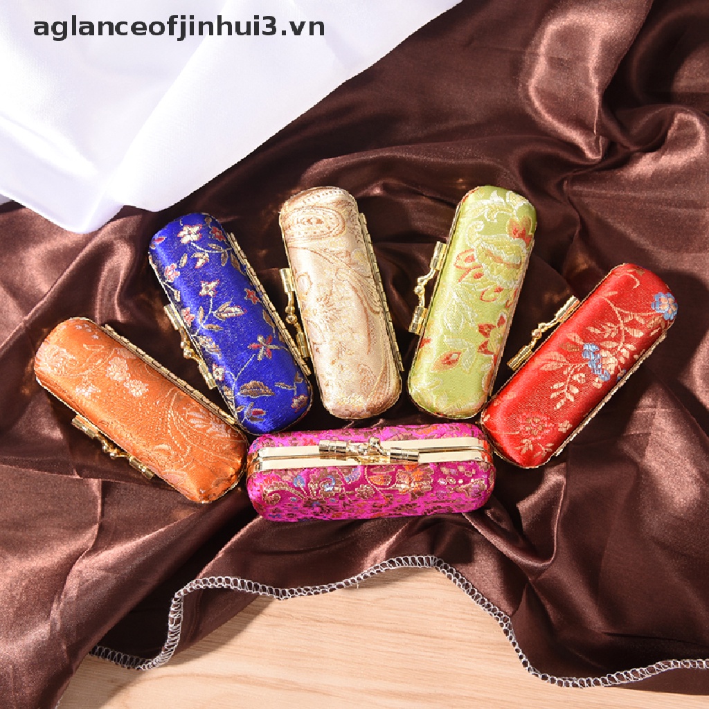 * * Afhvn * * Hộp Đựng Son Môi Kẹp Sắt Thời Trang Có Gương Bên Trong &amp; Khóa Cài  Hộp Đựng Son Môi Thêu Hoa Thổ Cẩm Kèm Gương Soi Tiện Dụng  Hộp Đựng Son Môi Hot Bo