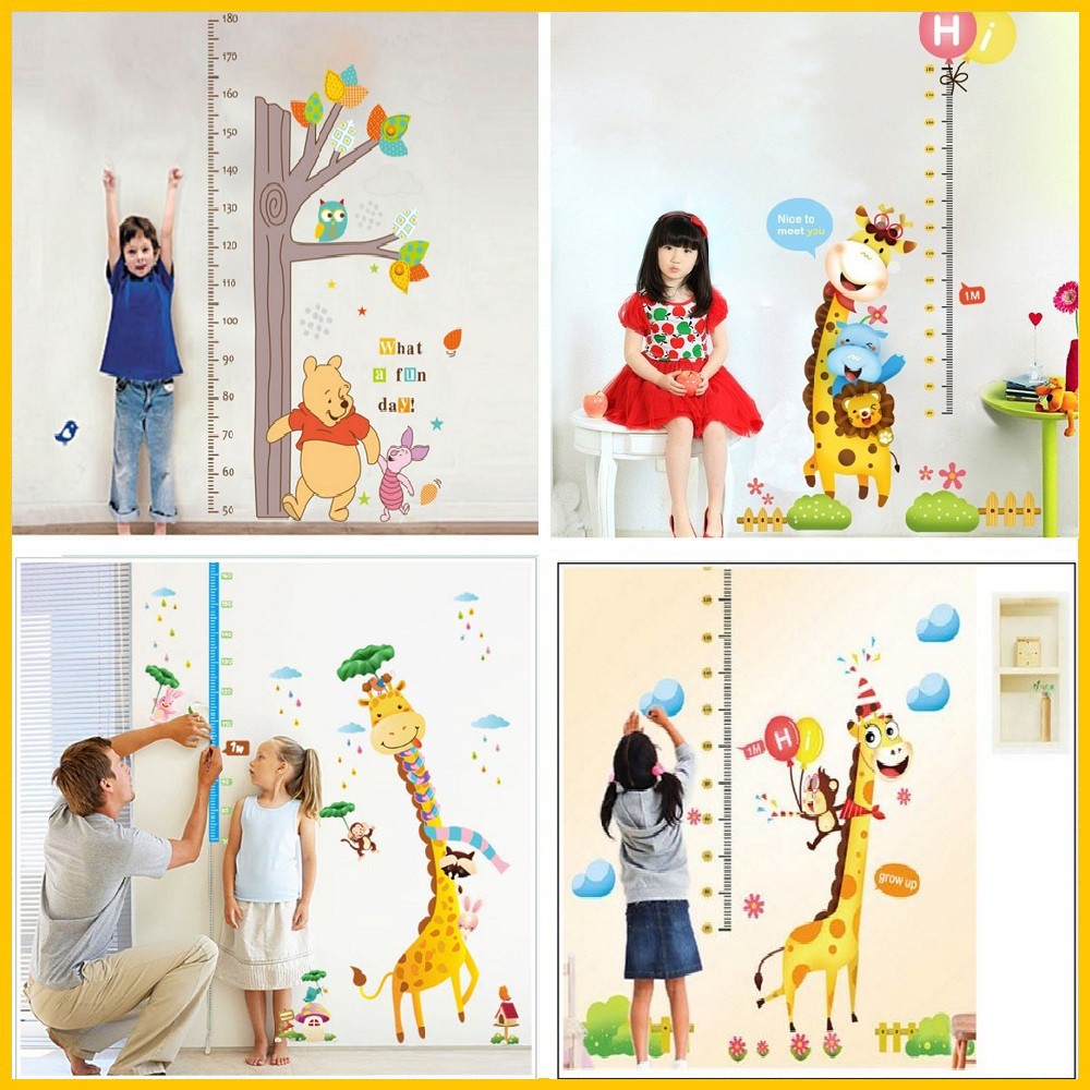 Decal dán tường thước đó chiều cao cho bé - Decal trang trí tường họa tiết sinh động