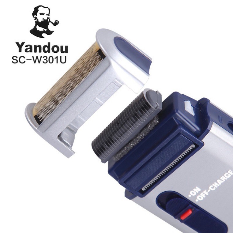 [BAO CHẤT] ivn120 máy cạo râu YANDOU SC-w301u 2 chức năng vỏ bằng thép cầm chắc tay