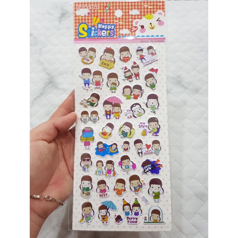 Sticker hình dán nổi 3D chủ đề nhân vật hoạt hình, đồ vật cho bé