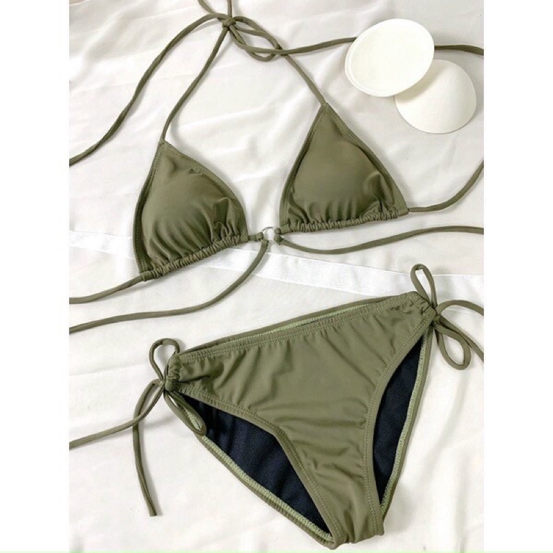 Bikini Đồ bơi tam giác khoen tròn quần buộc dây siêu đẹp ( Hàng có sẵn )