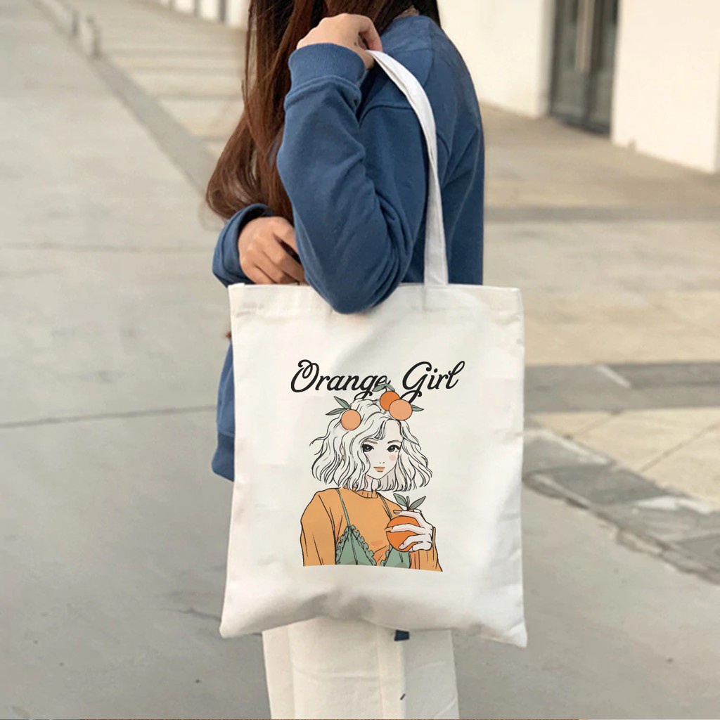 Túi tote in Orange Girl TT06  chất liệu vải kaki hàn kích thước 30*36 cm -Teenstore.365