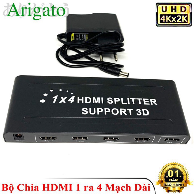 Bộ chia HDMI 1 ra 4 1080 2k  4K , HUB HDMI 1 ra 4 hỗ trợ 3D mạch dài