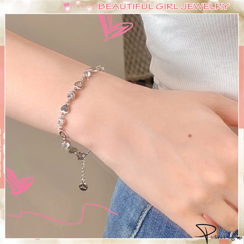 Vòng Tay Trang Sức Mặt Trái Tim Rỗng Đính Đá Zircon Ánh Sáng Mới 2022 Cho Nữ