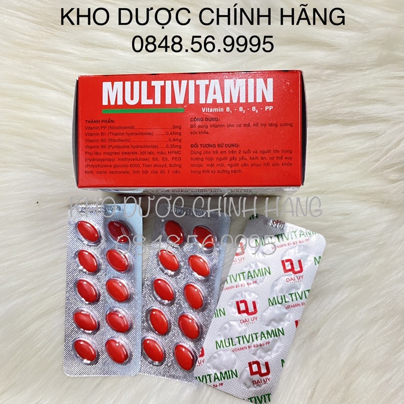 MULTI VITAMIN hộp 100 viên- Bổ sung Vitamin B1 - B2 - B6 - PP cho cơ thể