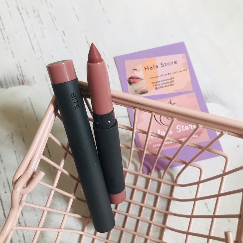 Bite Beauty ✨ Son bút chì Power Move Creamy Matte Lip Crayon - màu Glace - dusty mauve