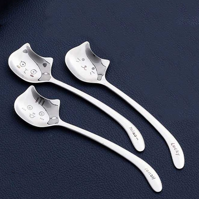 Muỗng cà phê cán dài hình mèo dễ thương