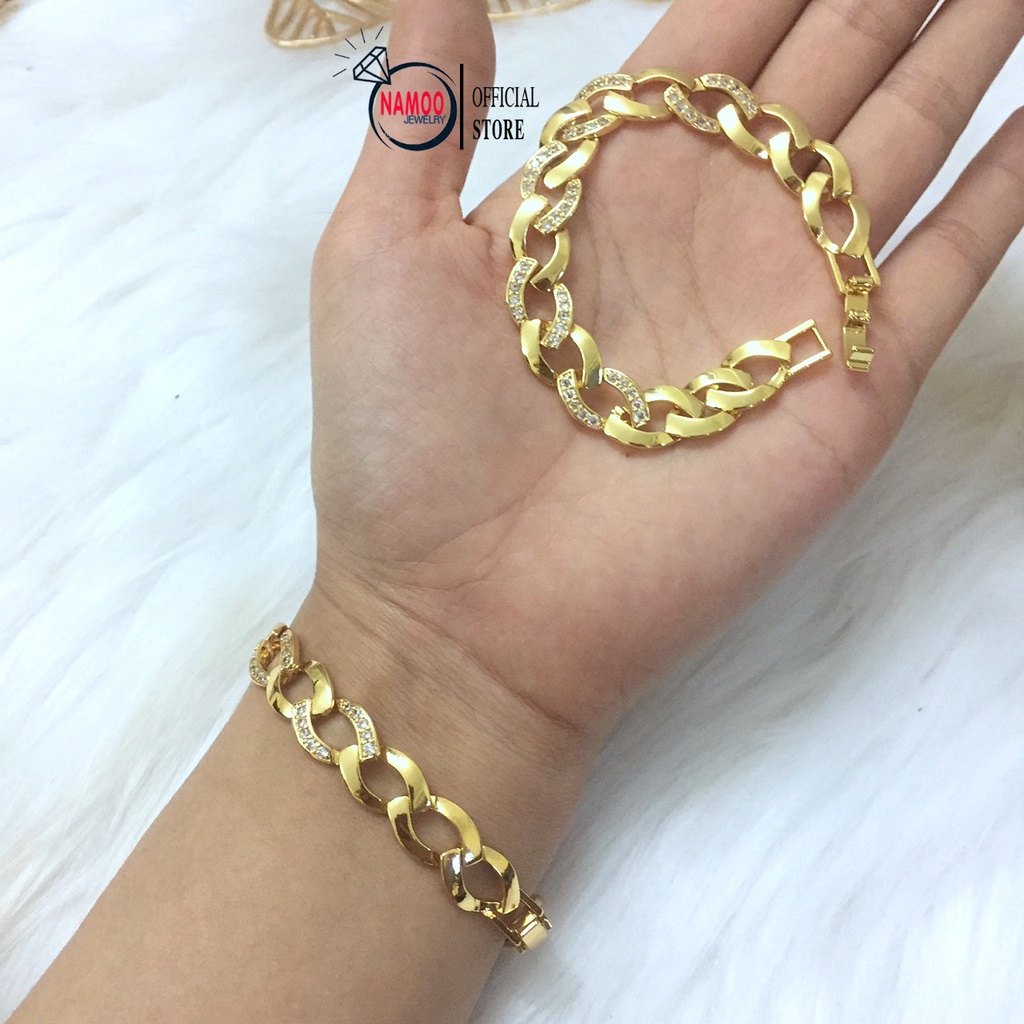 Lắc Tay Xích Nữ Bản Lớn Đính Đá L912 Namoo Jewelry