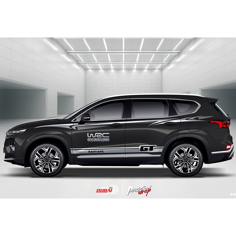 Tem Dán Xe Santafe Đen Thể Thao GT - Decal Santafe Đẹp
