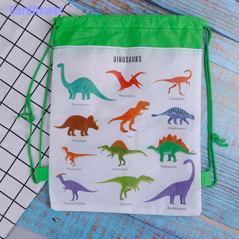 Cardflower  Dinosaur Gift Bag Non-woven Bag Backpack Kids Travel School Drawstring Bags