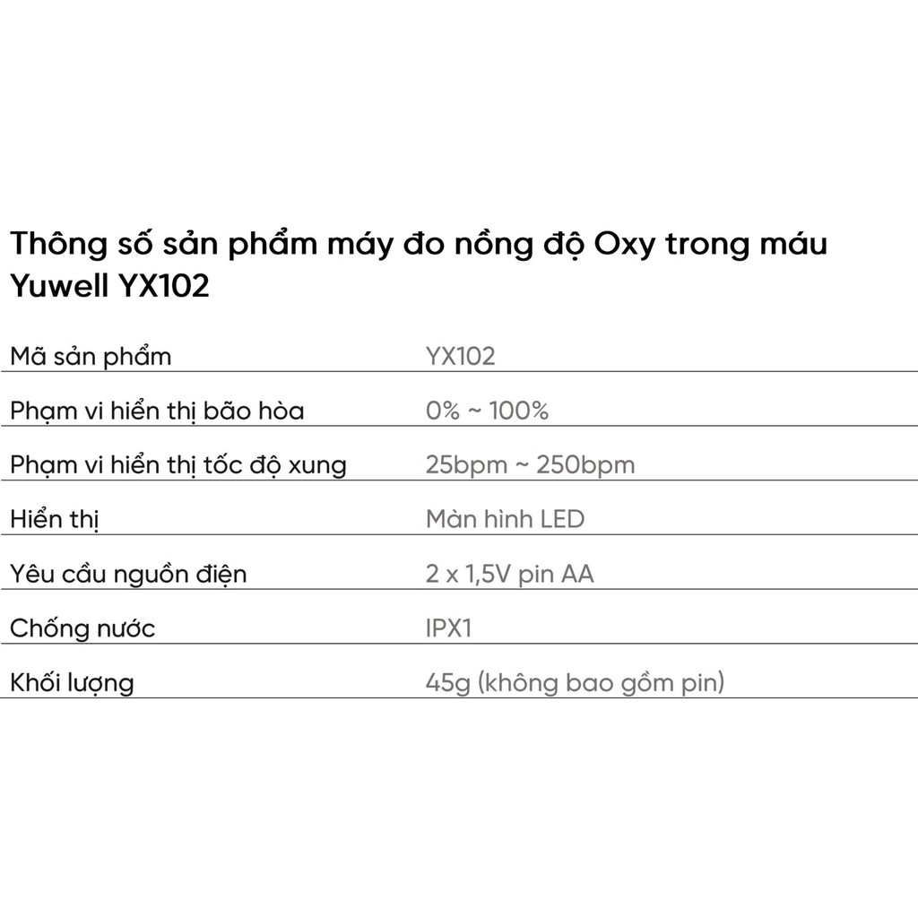 Máy đo nồng độ oxi trong máu Yuwell YX102 hàng chính hãng, bảo hành 24 tháng