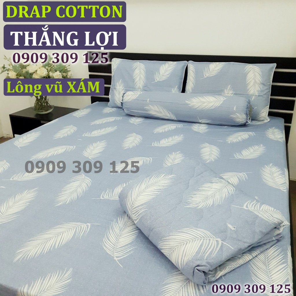 Drap lẻ cotton Thắng Lợi, ga giường ( NỆM CAO 13-24cm) IN LOGO chính hãng