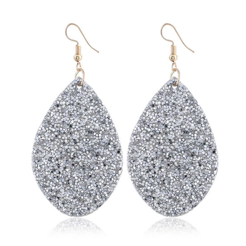 1 Đôi Bông Tai Da Đính Kim Sa Hình Hoa Thời Trang