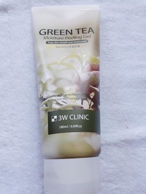 Gel tẩy tế bào chết trà xanh 3w clinic green tea moisture peeling gel 180ml