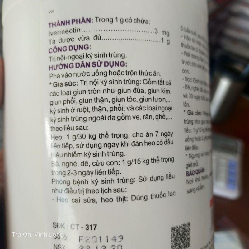 vimectine trị nội ngoại ký sinh trùng trên vật nuôi như ve, ghẻ và các loại giun ký sinh