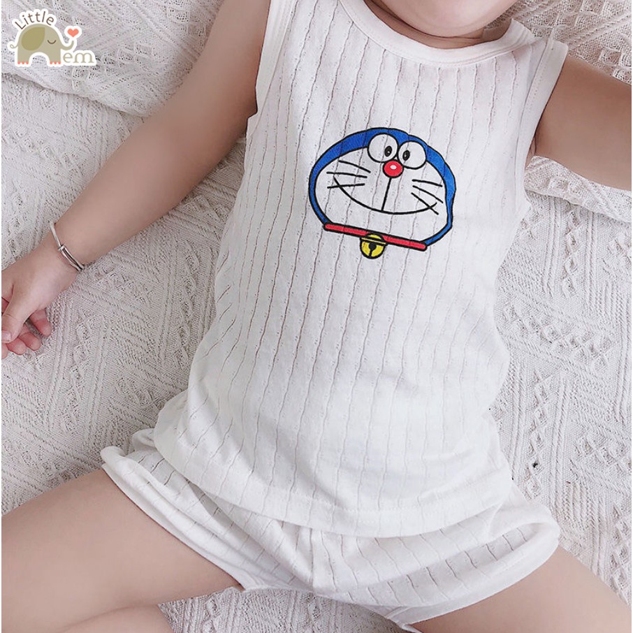 Bộ đồ bé trai/ bé gái Cotton xuất Nhật sát nách _ Doreamon / Maruko