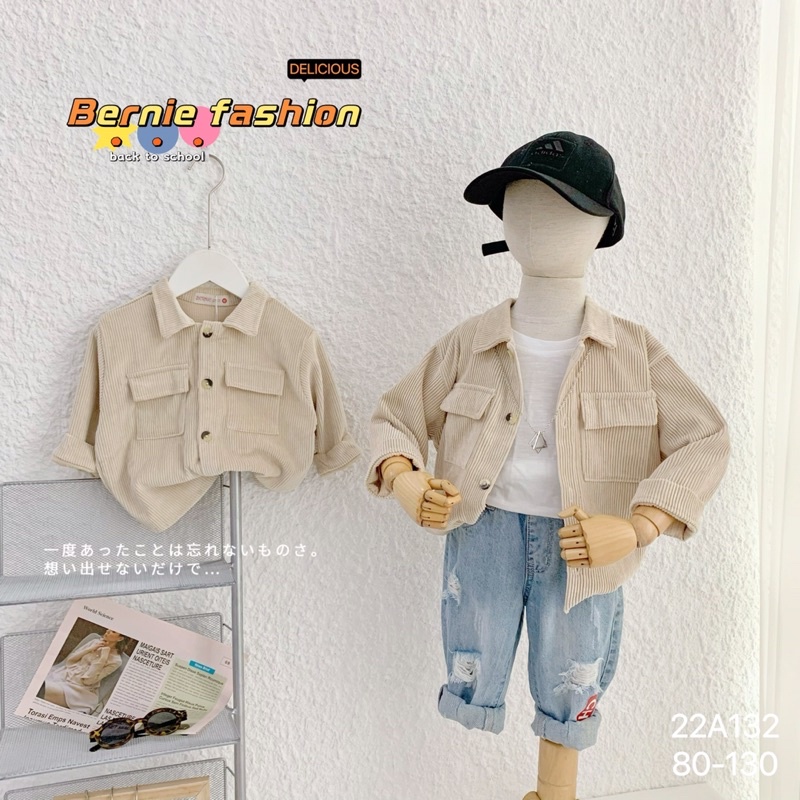 Áo sơ mi  Bernie nhung túi ngực cho bé từ 9-22kg-22A132