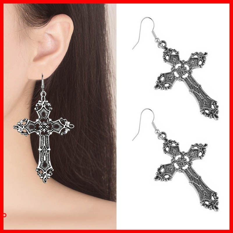 Hoa tai dáng dài phối hình chữ thập phong cách vintage thời trang