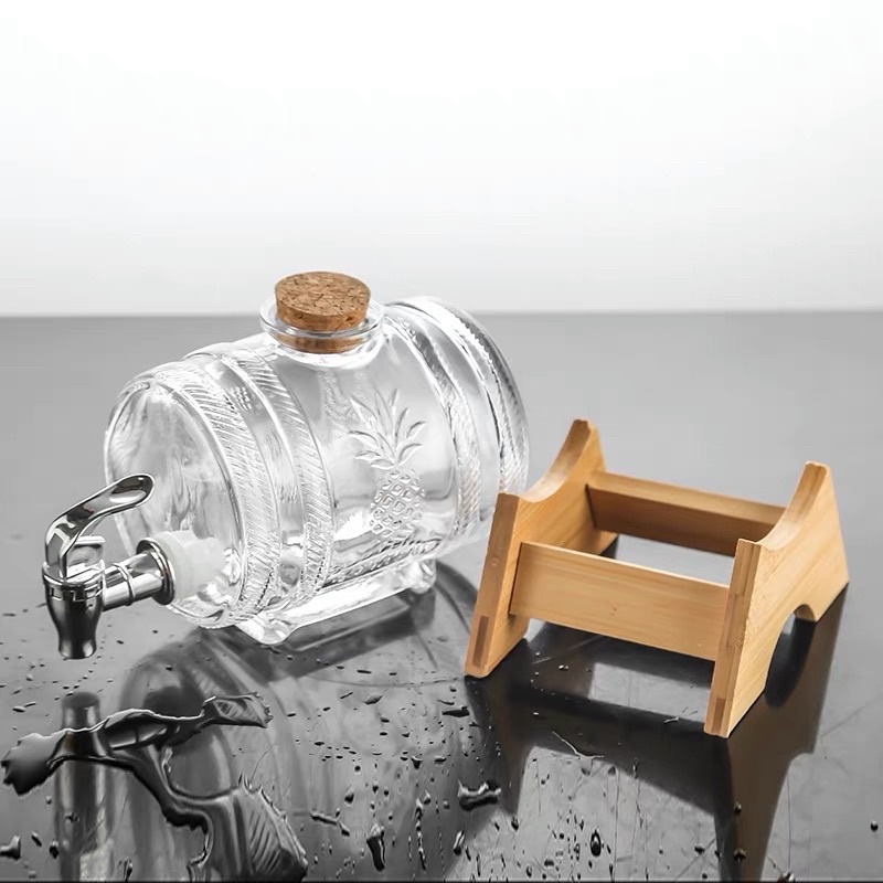 Bình nước hoa quả, bình trà thuỷ tinh có vòi dung tích 1 lít - Décor nhà Sò