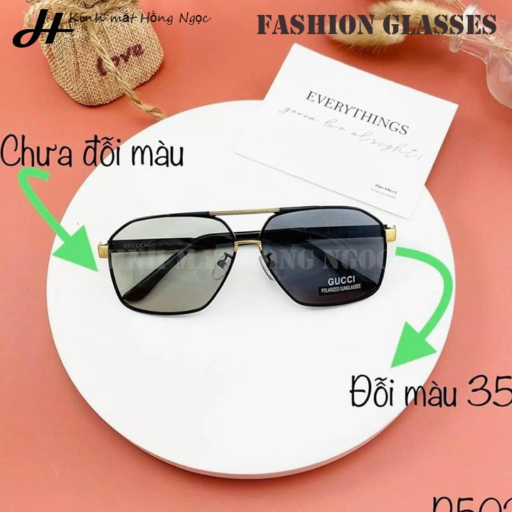 Kính đổi màu đi ngày và đêm cao cấp, tròng kính polarized chống tia UV, form ôm mặt, kính đi đêm nam và nữ