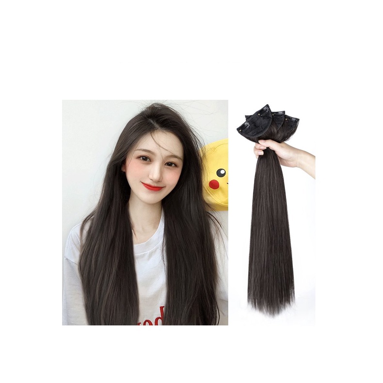 Set 3 dải tóc giả kẹp Mivino thẳng dài tự nhiên tăng độ dày cho tóc TG19