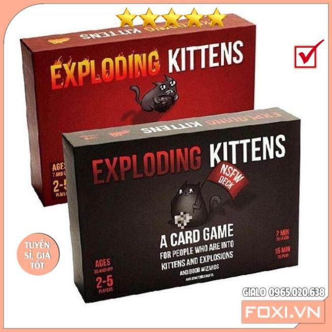 Combo Exploding Kitten-02 Bộ Mèo Nổ Màu Đỏ Và Đem Cơ Bản-Việt Hóa-Boardgame Cao cấp-Game Trí Tuệ