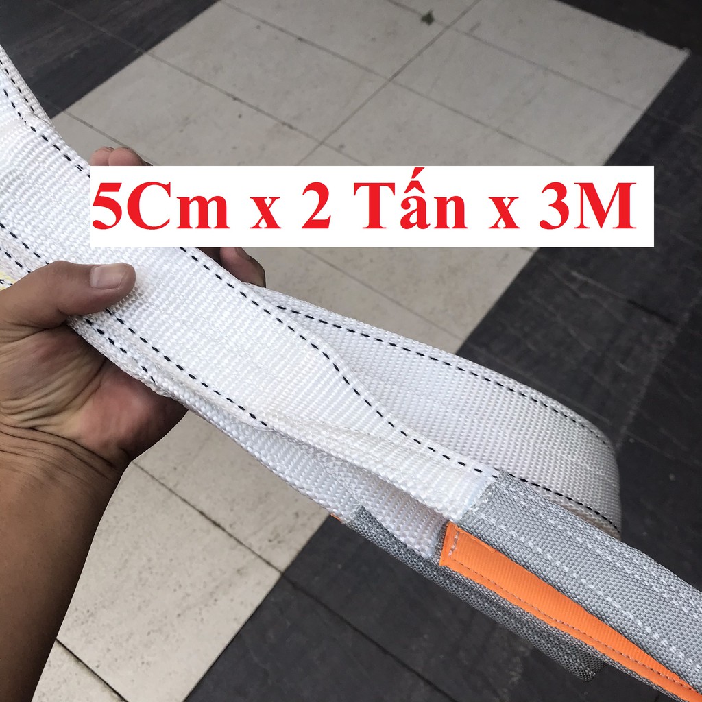 【2Tấn - 5Cm - 3mét/sợi】MAMUT ® Dây cáp vải cẩu hàng Hiệu con voi - Hệ số an toàn 6:1 - Tai cẩu 2 lớp lót