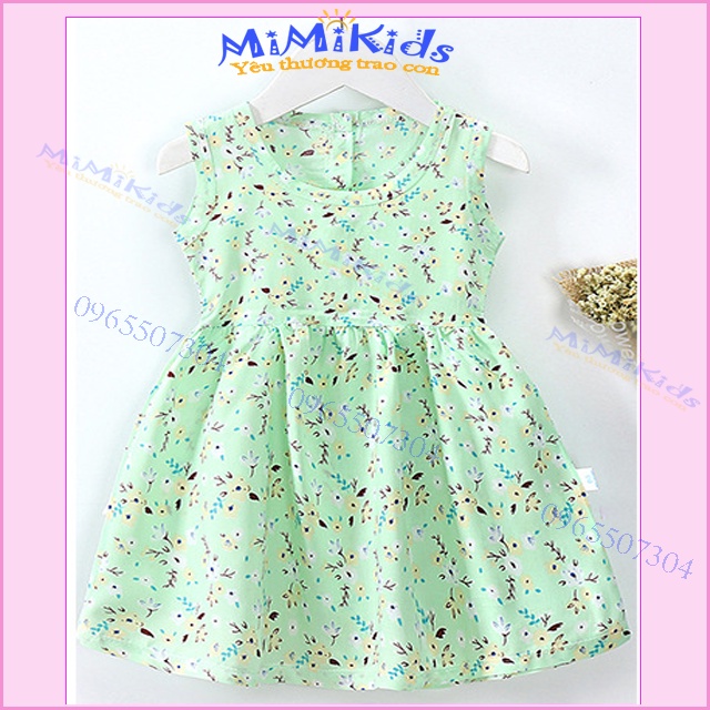 Váy bé gái / Đầm bé gái sát nách 6-8 tuổi, chất lanh lụa thoáng mát