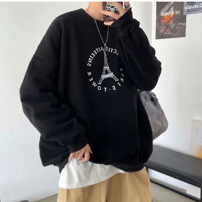Áo sweatshirt tay dài dáng rộng mặc chui đầu size M-5XL ấm áp phong cách Nhật Bản thời trang dành cho nam