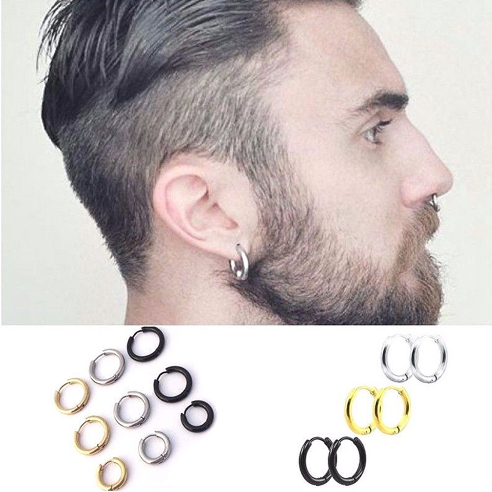 Cặp bông tai punk tròn unisex cá tính cho nam nữ