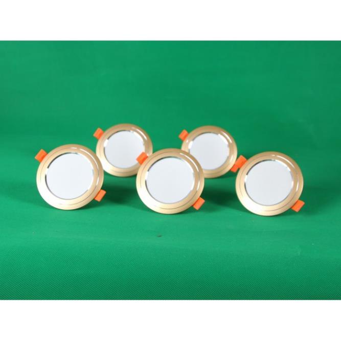Bộ 10 Đèn Led âm trần đổi màu 5w vỏ vàng, đèn trang trí giá rẻ