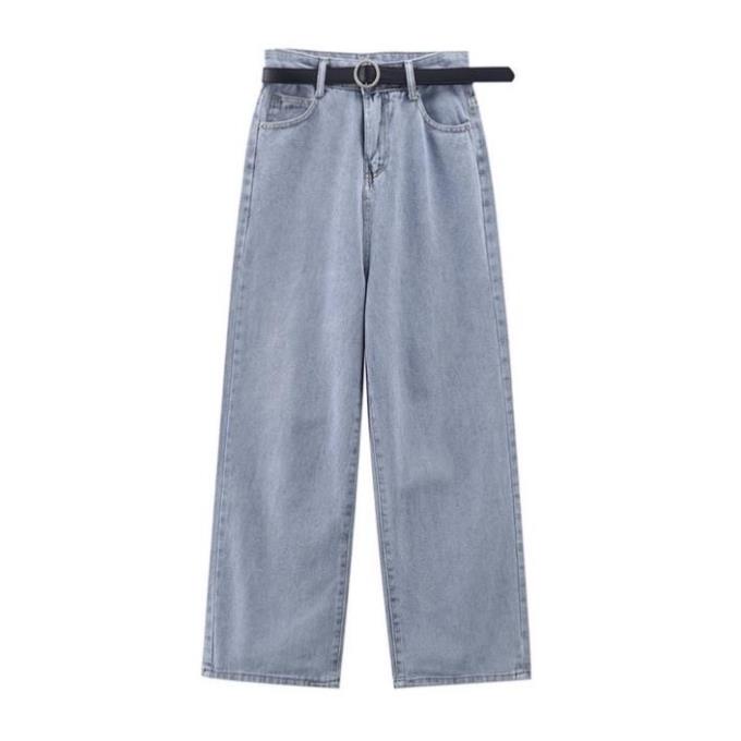 Quần jeans baggy nư ống suông, rộng xanh sky trơn style hàn quốc 2021