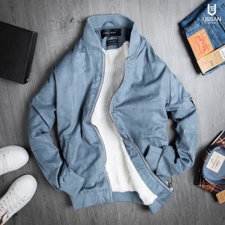 Áo khoác nam 🎀freeship giảm 20k khi nhập áo khoác da lộn lót lông cổ bomber 911