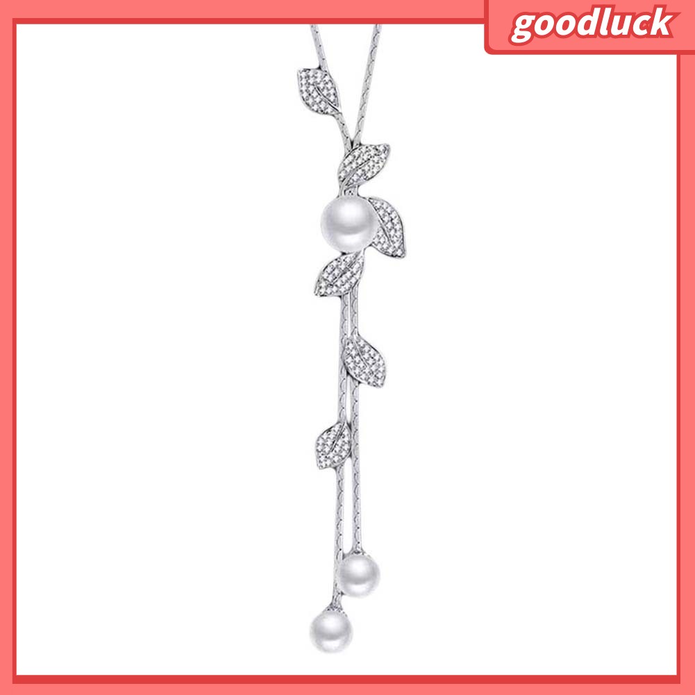 Dây Chuyền Mặt Chiếc Lá Đính Ngọc Trai Cho Nữ