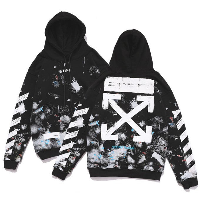 off white Áo len có mũ trùm đầu thông thường của nam và nữ mới
