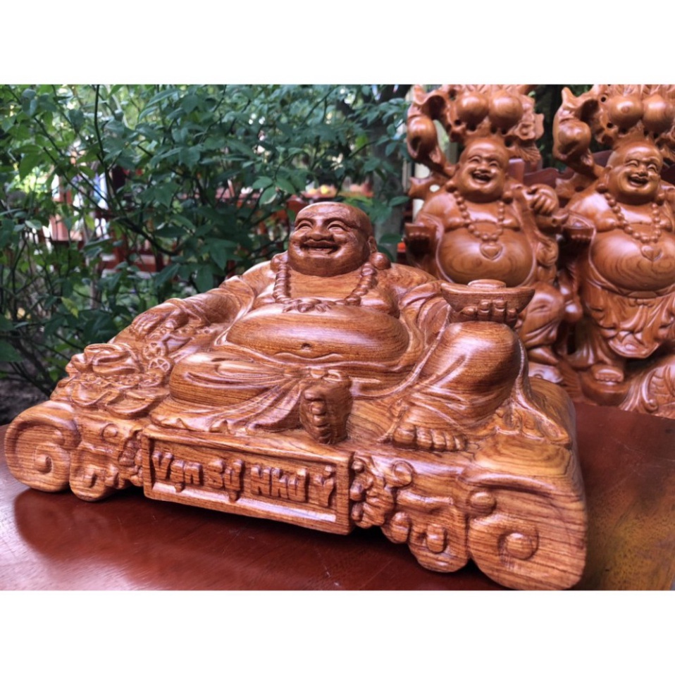 Tượng Phật Di Lặc Gỗ Hương Đỏ - Vạn Sự Như Ý  30x16x16 cm