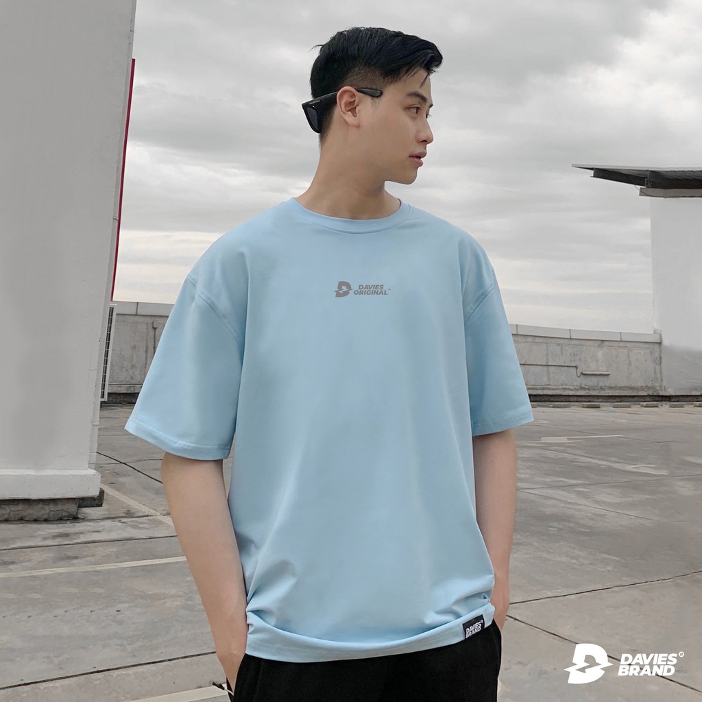 DAVIES - Áo thun phản quang form rộng unisex màu xanh - Blue Basic Original Tee