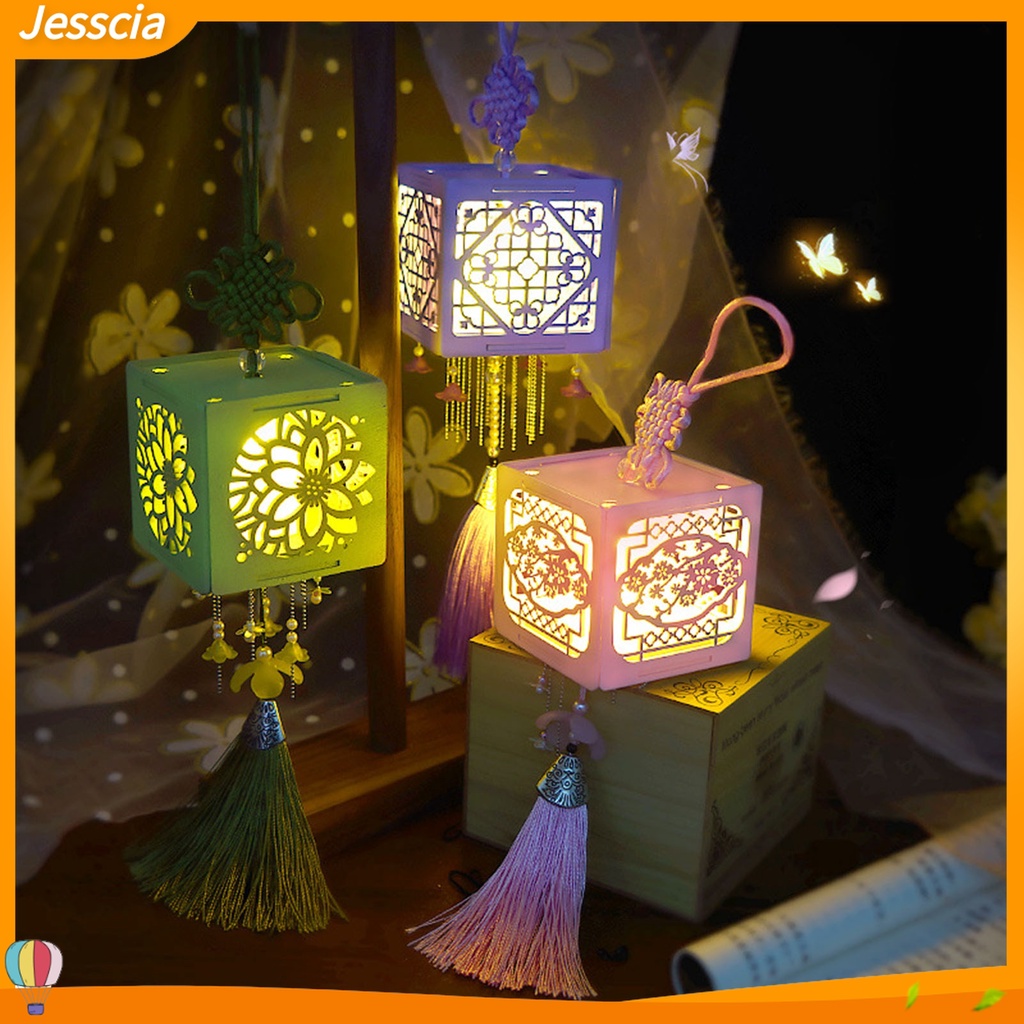 Jessica| 1 Bộ Đèn Lồng Bằng Gỗ Thủ Công Phong Cách Trung Hoa Cổ Điển Dùng Làm Quà Tặng Giáng Sinh