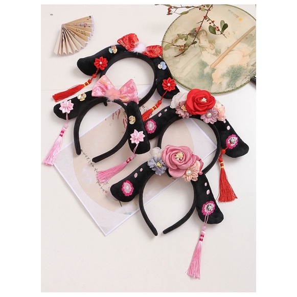 Băng đô cài tóc vải bông phong cách Trung Hoa dễ thương cho nữ