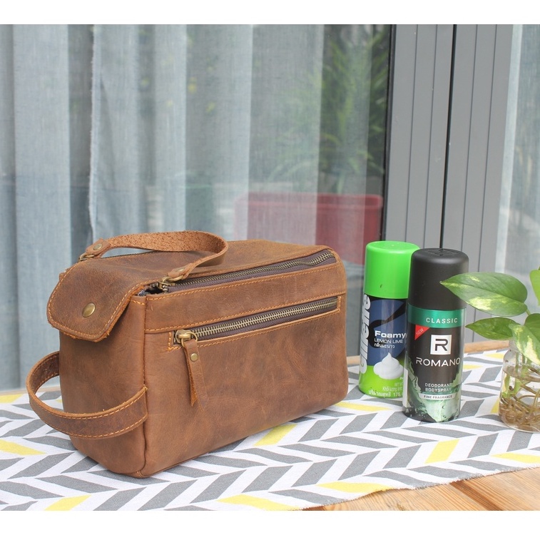 Túi Cá nhân - Túi da bò Sáp - Da Sáp ngựa điên - Thời trang Nam