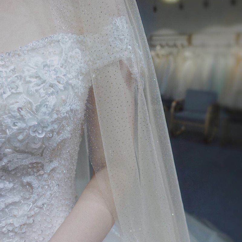 Khăn Lưới Che Mặt Siêu Dài Lấp Lánh Sang Trọng Cho Nữ