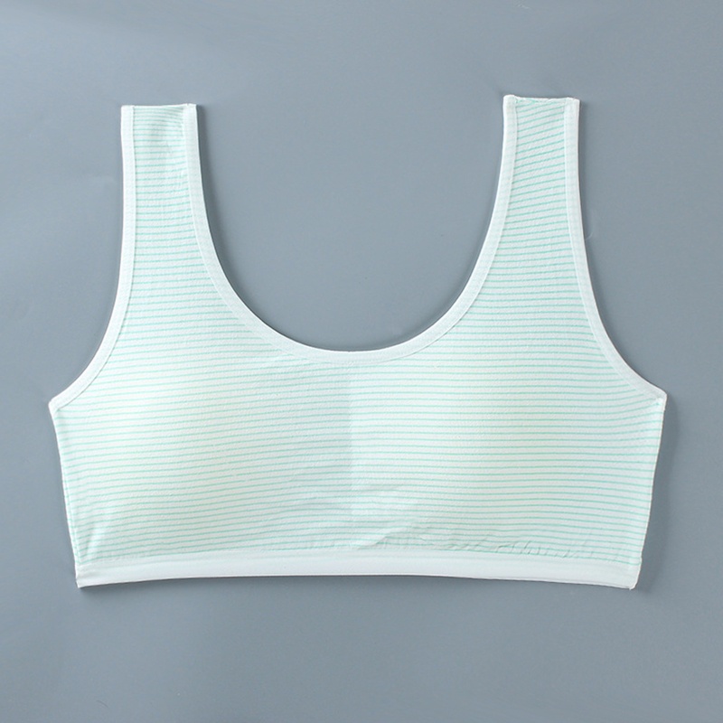 Brroa Áo Ngực Thể Thao Cotton Dây Bản Rộng In Họa Tiết Sọc Có Đệm Tháo Rời Được Cho Tuổi Teen / Bé Gái