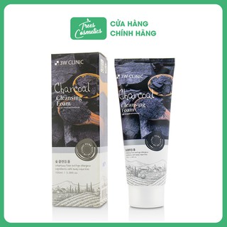 SỮA RỬA MẶT THAN HOẠT TÍNH SẠCH SÂU NGỪA MỤN 3W CLINIC CHARCOAL CLEANSING FOAM 100ml - Hàn Quốc Chính Hãng